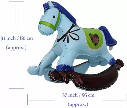 31 Inch x 37 Inch Rocking Horse Shape Foil Balloons (Blue) (Pack of 1) - Image 3