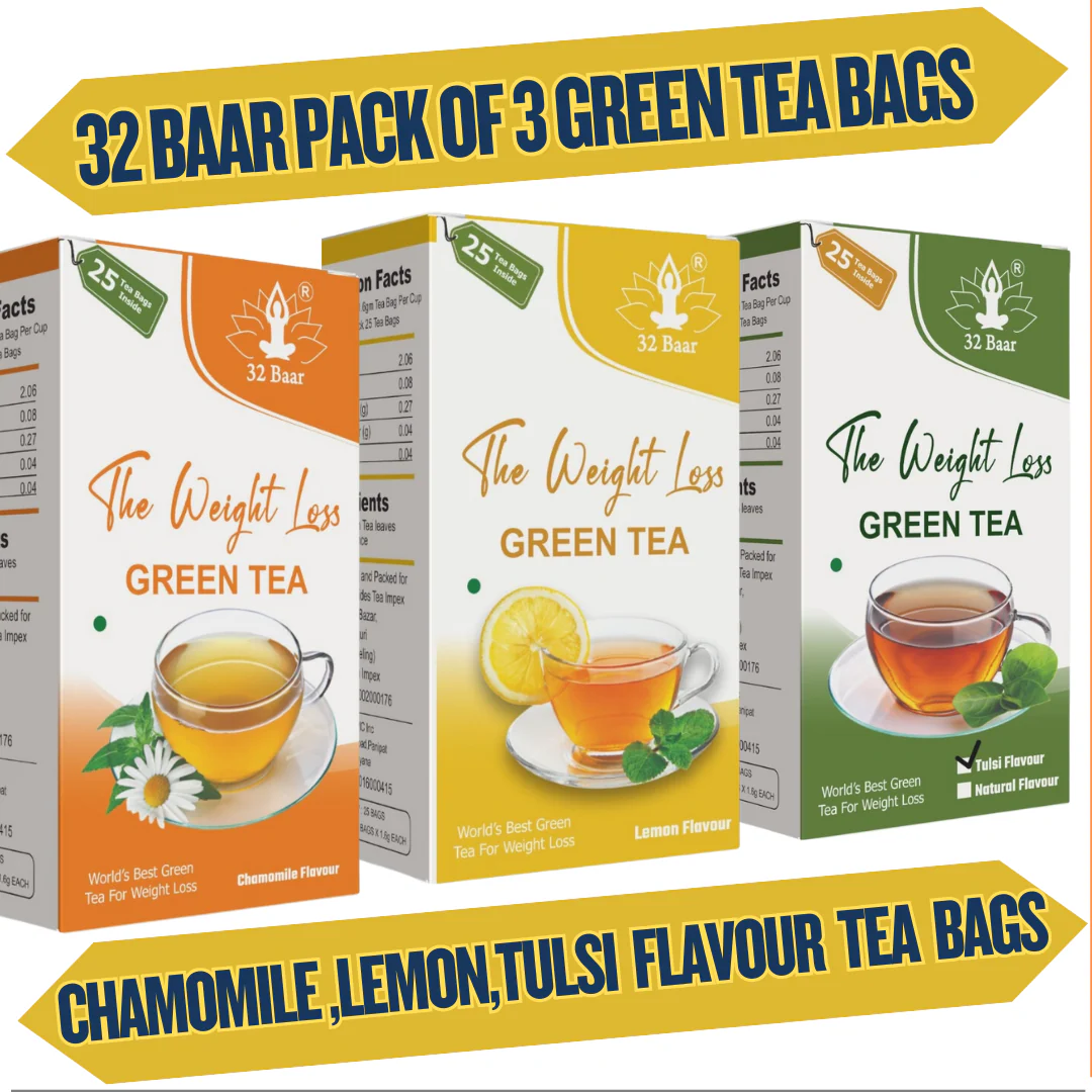 32 BAAR PACK OF 3 GREEN TEA BAGS (CHAMOMILE< LEMON & TULSI) - Image 2