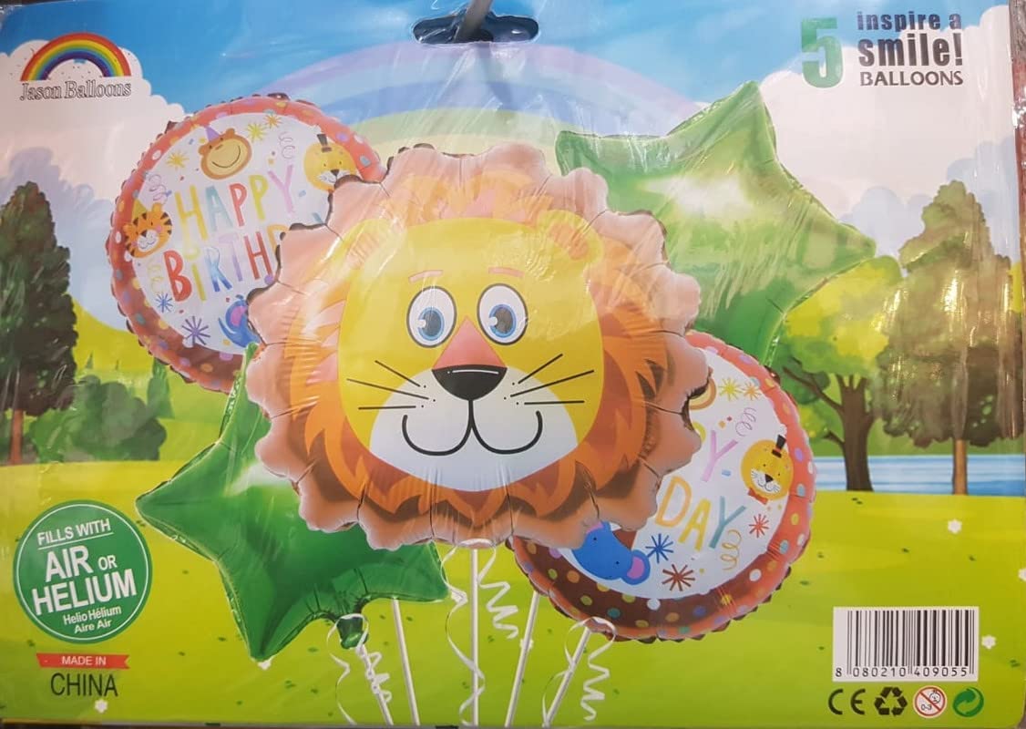 32 Inch 1 Lion Foil Balloon With 12 Inch Happy Birthday And Star Balloons (Pack of 5) - Image 2