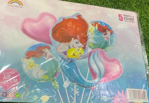 32 Inch Multicolor Little Mermaid Ariel Mylar Foil Balloon (Pack of 5) - Image 3