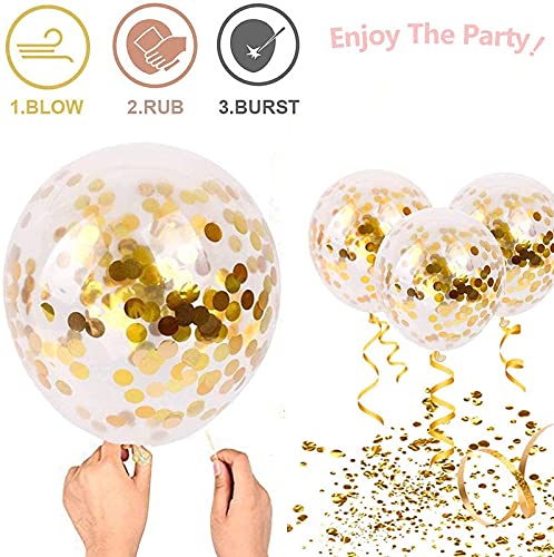 32 Inch Number 18  Gold Foil Balloon With 5 Pcs Confetti Balloons - Image 4