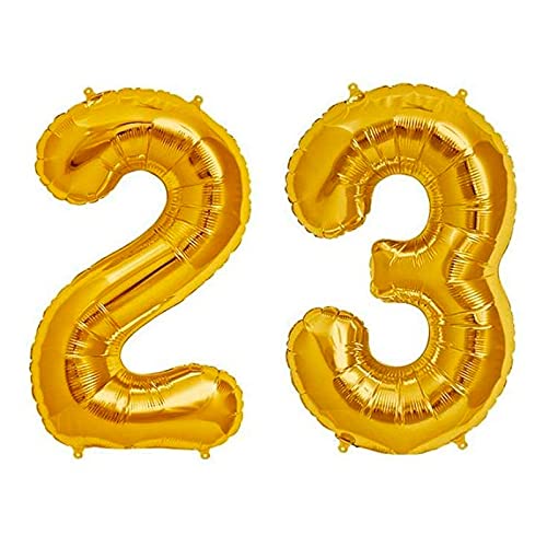 32 Inch Number 23  Gold Foil Balloon With 5 Pcs Confetti Balloons - Image 2