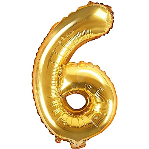 32 Inch Number 6 Gold Foil Balloon With 10 Pcs Confetti Balloons - Image 2