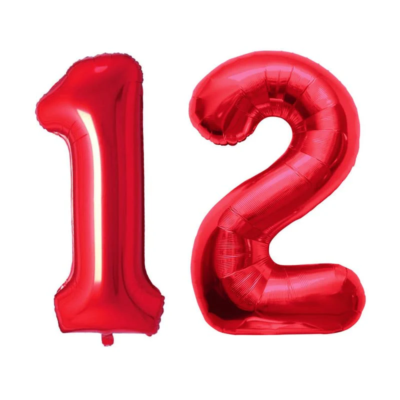 32 Inch Solid 12 Number Blue Foil Balloon