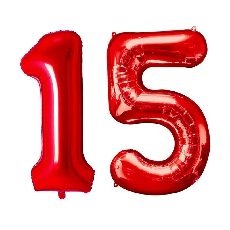 32 Inch Solid 15 Number Blue Foil Balloon