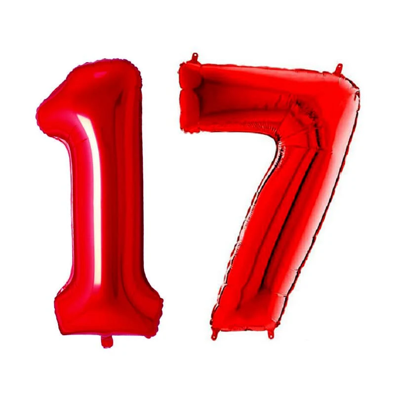 32 Inch Solid 17 Number Blue Foil Balloon