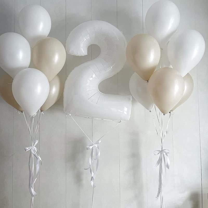 32 Inch Solid 2 Number White Foil Balloon - Image 2