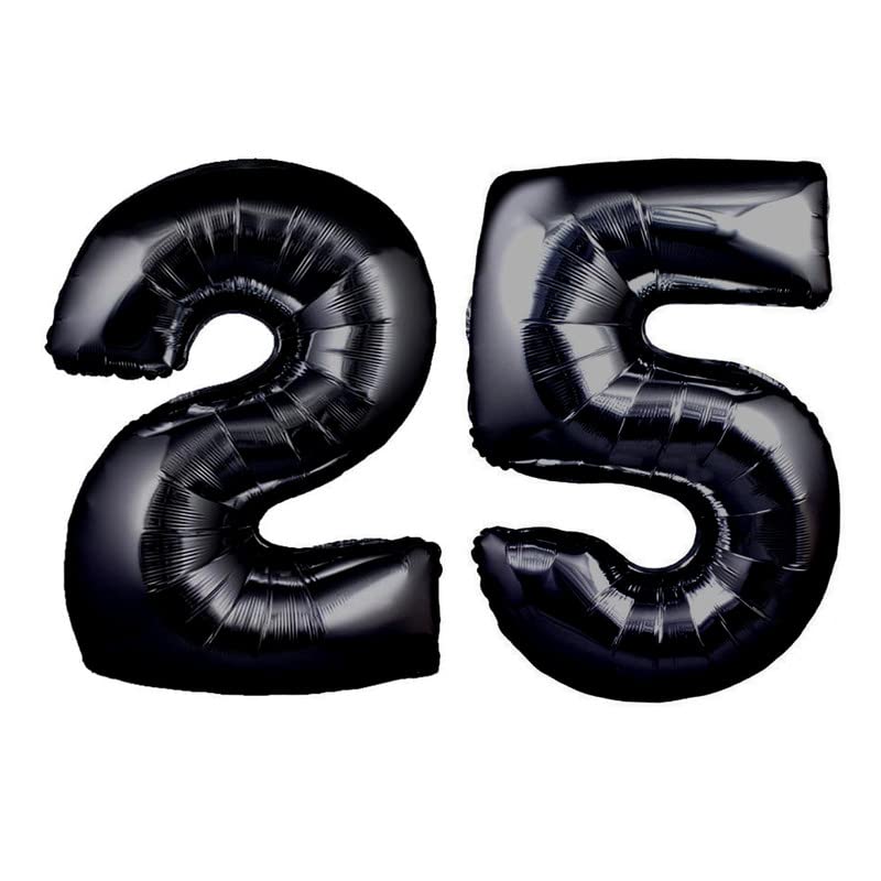32 Inch Solid 25 Number Black Foil Balloon