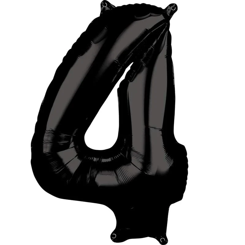 32 Inch Solid 4 Number Black Foil Balloon