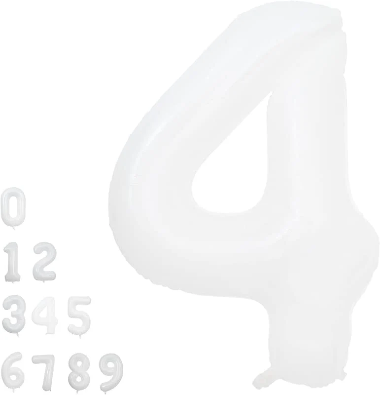 32 Inch Solid 4 Number White Foil Balloon - Image 2