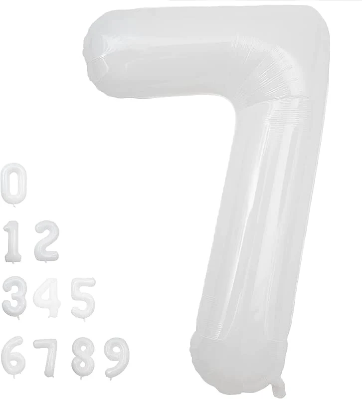 32 Inch Solid 7 Number White Foil Balloon - Image 2