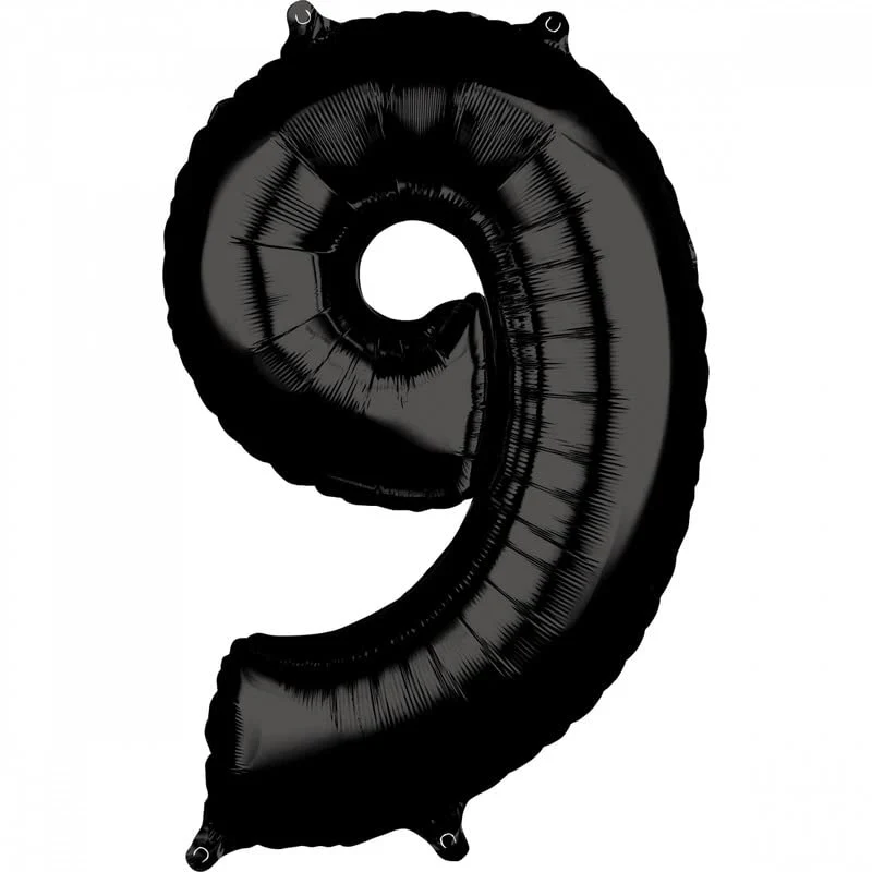 32 Inch Solid 9 Number Black Foil Balloon