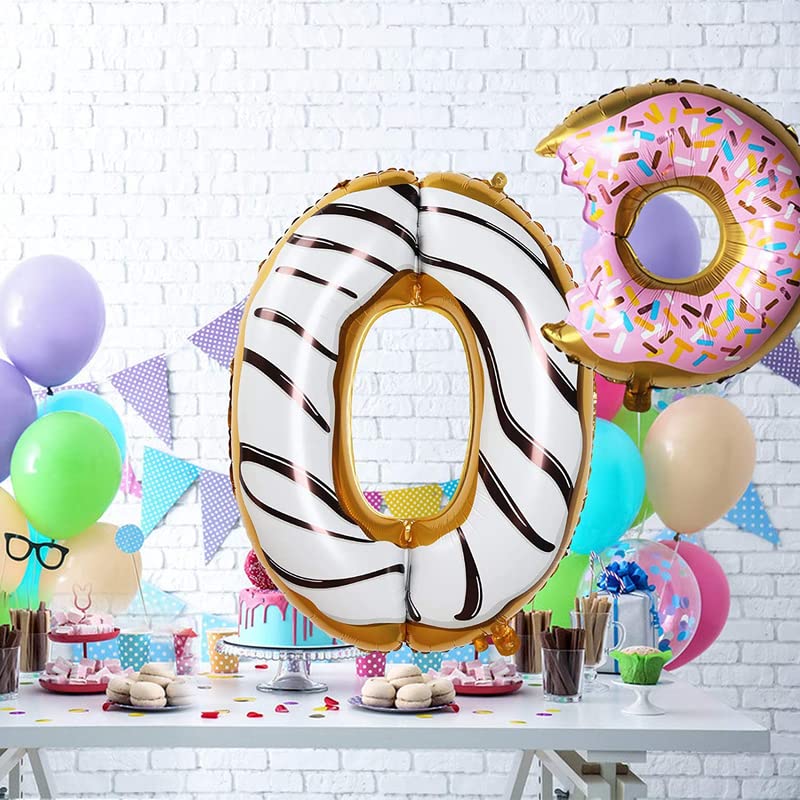 34'' Inch Donut Shape Number 0 Foil Balloon - Image 3