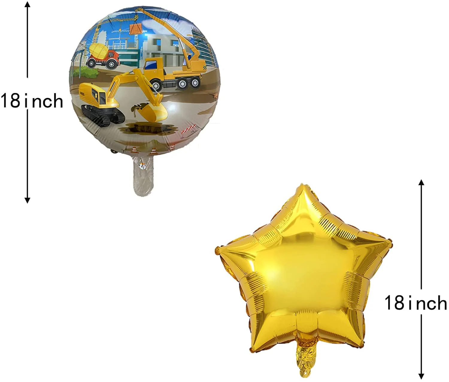 34 Inch Yellow Crane Vehicle Foil Balloon Set (Pack of 5) - Image 4