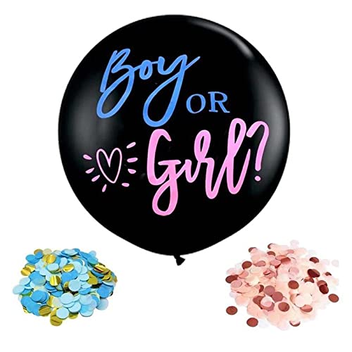 36 Inch New Born Baby Surprise Reveal Confetti Balloon With Pink And Blue Round Shape - Image 2