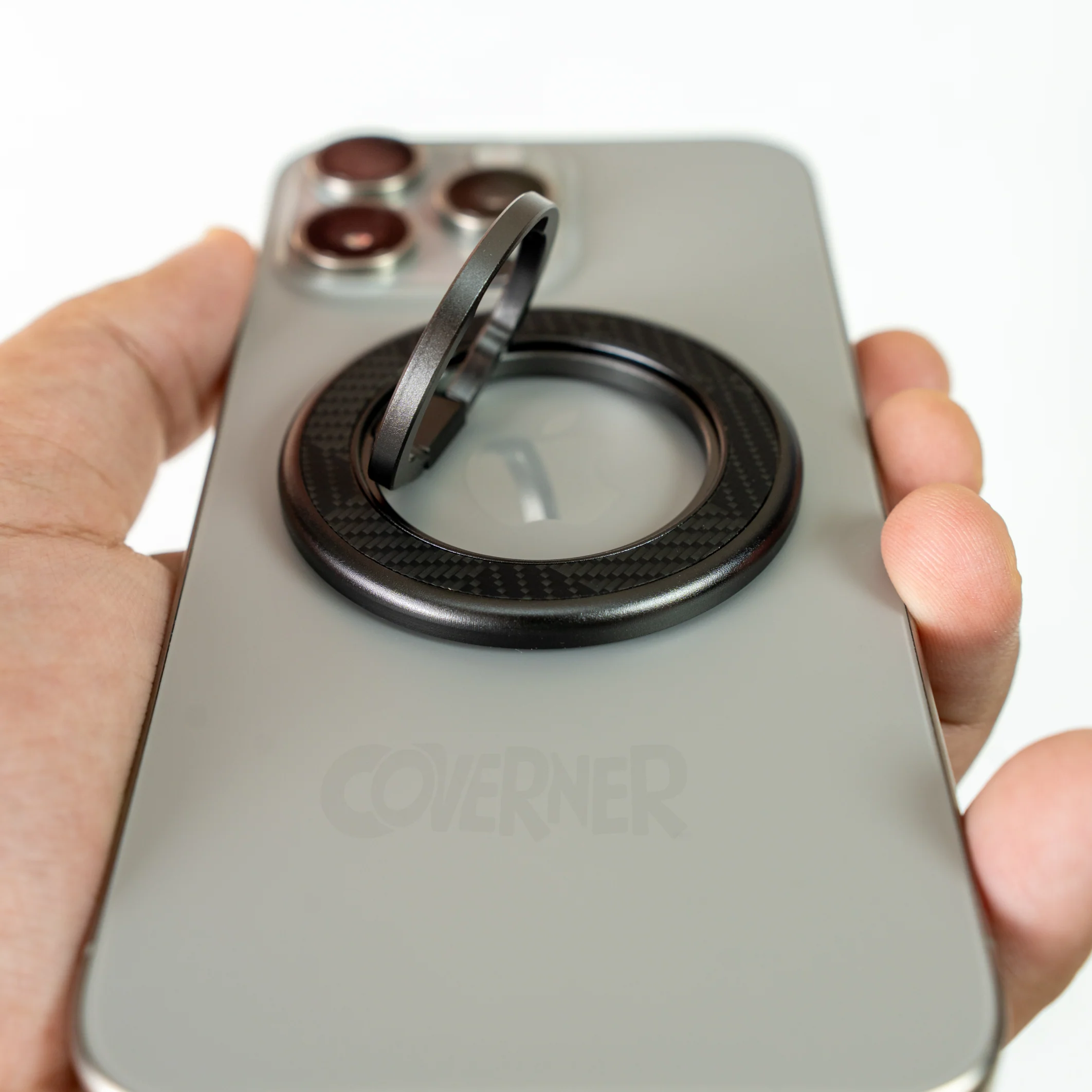 360 Rotatable Carbon Fiber Magnetic Ring Holder – Ultimate Grip| Coverner | 100% Carbon Fiber - Image 3
