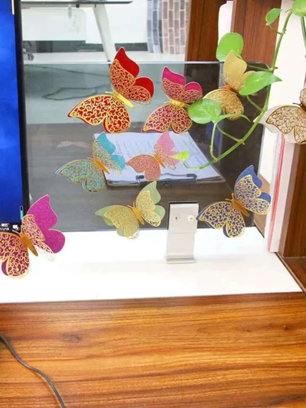 3D Double Layer Hollow Butterfly Stickers (Multicolor) (Pack of 12, Mixed Size) - Image 3