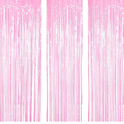 3Ft x 6Ft Baby Pink Metallic Foil Fringe Curtains Photo Booth Tinsel Backdrop Door Curtain - Image 2