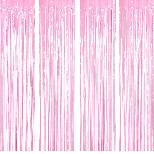 3Ft x 6Ft Baby Pink Metallic Foil Fringe Curtains Photo Booth Tinsel Backdrop Door Curtain - Image 3