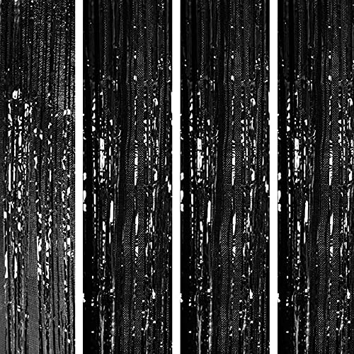 3Ft x 6Ft Black Metallic Foil Fringe Curtains Photo Booth Tinsel Backdrop Door Curtain - Image 7