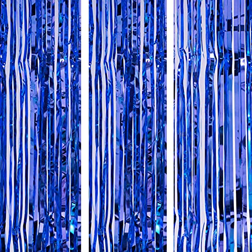 3Ft x 6Ft Blue Metallic Foil Fringe Curtains Photo Booth Tinsel Backdrop Door Curtain - Image 5