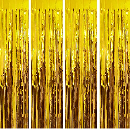 3Ft x 6Ft Gold Metallic Foil Fringe Curtains Photo Booth Tinsel Backdrop Door Curtain - Image 4
