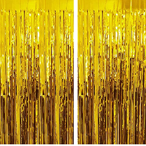 3Ft x 6Ft Gold Metallic Foil Fringe Curtains Photo Booth Tinsel Backdrop Door Curtain - Image 5