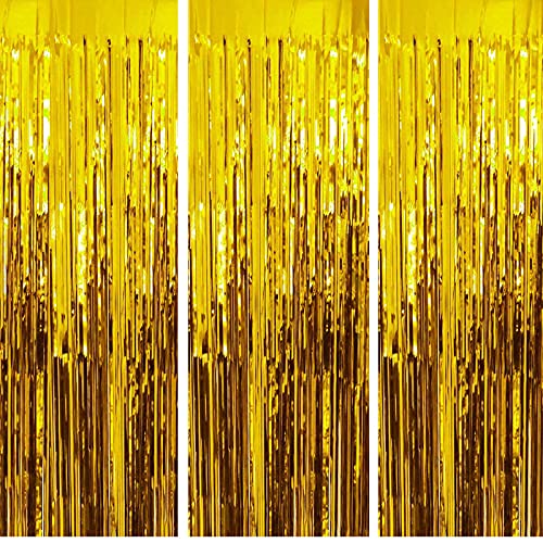 3Ft x 6Ft Gold Metallic Foil Fringe Curtains Photo Booth Tinsel Backdrop Door Curtain - Image 6