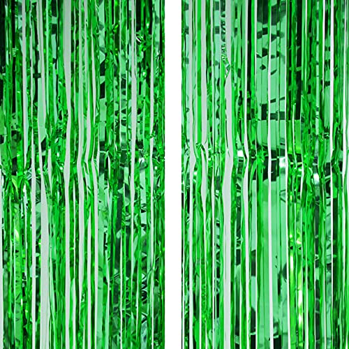 3Ft x 6Ft Green Metallic Foil Fringe Curtains Photo Booth Tinsel Backdrop Door Curtain - Image 2