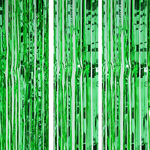 3Ft x 6Ft Green Metallic Foil Fringe Curtains Photo Booth Tinsel Backdrop Door Curtain - Image 6