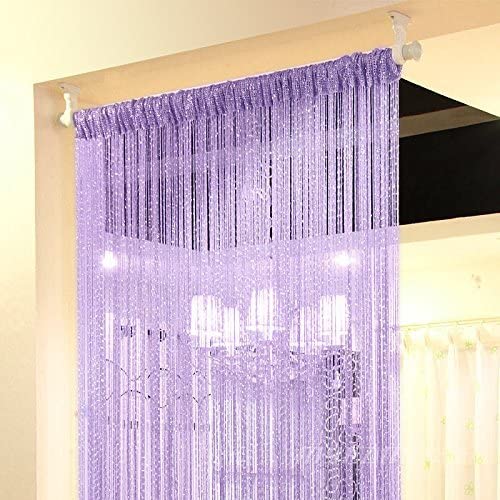 3Ft X 6Ft Lavender Color With Sparkle String Curtains Hanging - Image 2
