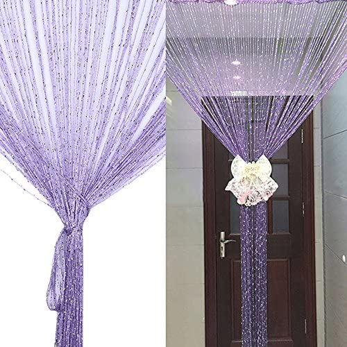 3Ft X 6Ft Lavender Color With Sparkle String Curtains Hanging - Image 3