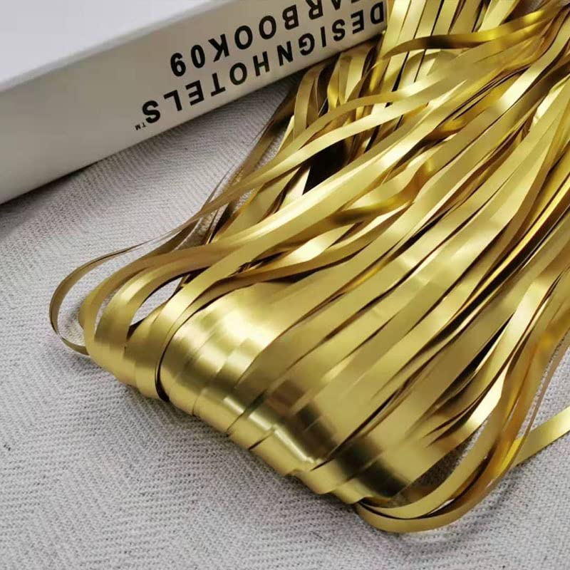 3Ft x 6Ft Light Gold Chrome Foil Fringe Curtains (Pack of 2)