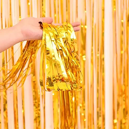 3ft x 6ft Metalic Fringe Foil Curtain With Gold And Baby Pink (Pack of 2) - Image 3