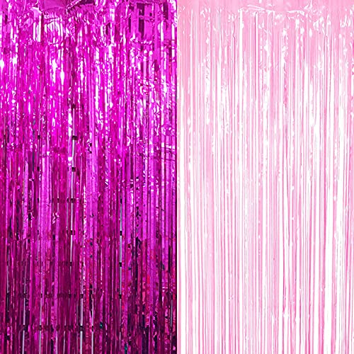 3ft x 6ft Metalic Fringe Foil Curtain With Pink And Baby Pink (Pack of 2)