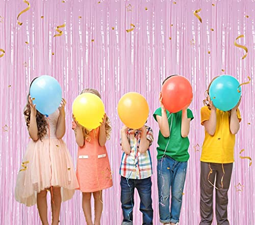 3ft x 6ft Metalic Fringe Foil Curtain With Pink And Baby Pink (Pack of 2) - Image 2