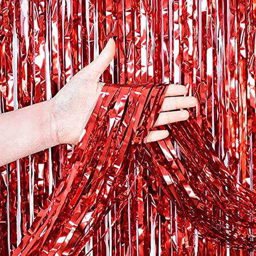 3ft x 6ft Metalic Fringe Foil Curtain With Red And Baby Pink (Pack of 2) - Image 5