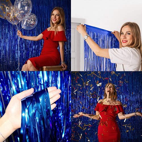 3ft x 6ft Metalic Fringe Foil Curtain With Rose Gold And Blue Color (Pack of 2) - Image 3