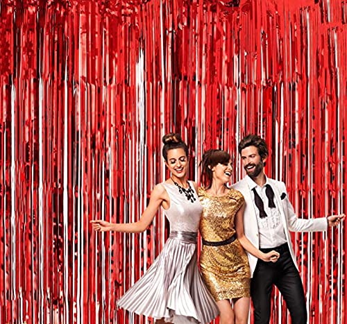 3ft x 6ft Metalic Fringe Foil Curtain With Silver And Red Color (Pack of 2) - Image 4