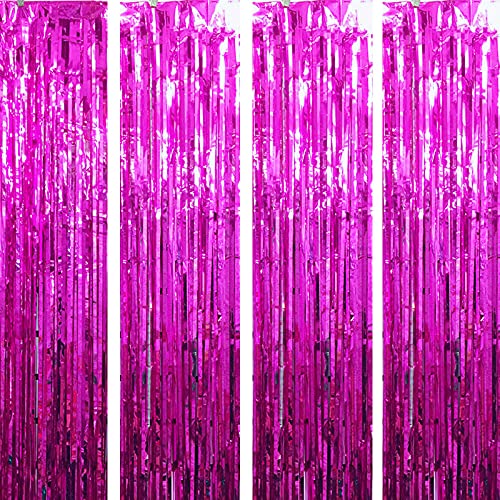 3Ft x 6Ft Pink Metallic Foil Fringe Curtains Photo Booth Tinsel Backdrop Door Curtain - Image 7