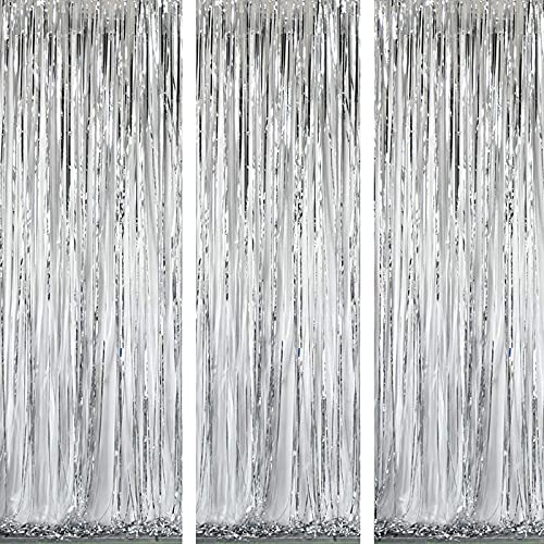 3Ft x 6Ft Silver Metallic Foil Fringe Curtains Photo Booth Tinsel Backdrop Door Curtain - Image 6