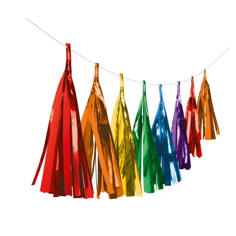 3m Rainbow Color Shiny Foil Garland 6 Colors (Pack of 2) - Image 3