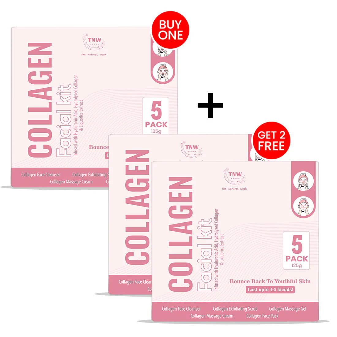 3x Combo of Collagen Facial Kit (Cleanse| Exfoliate |Hydrate| Massage | Nourish) - Image 2