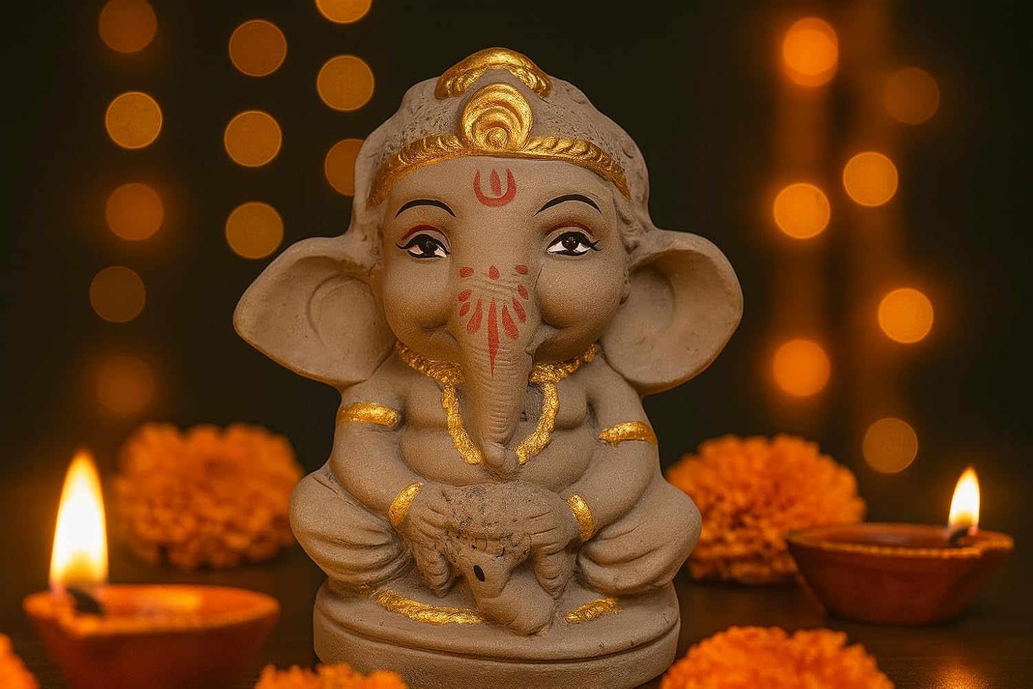 4 Inch Eco-Friendly Ball Ganesh Ji Idol - Image 2