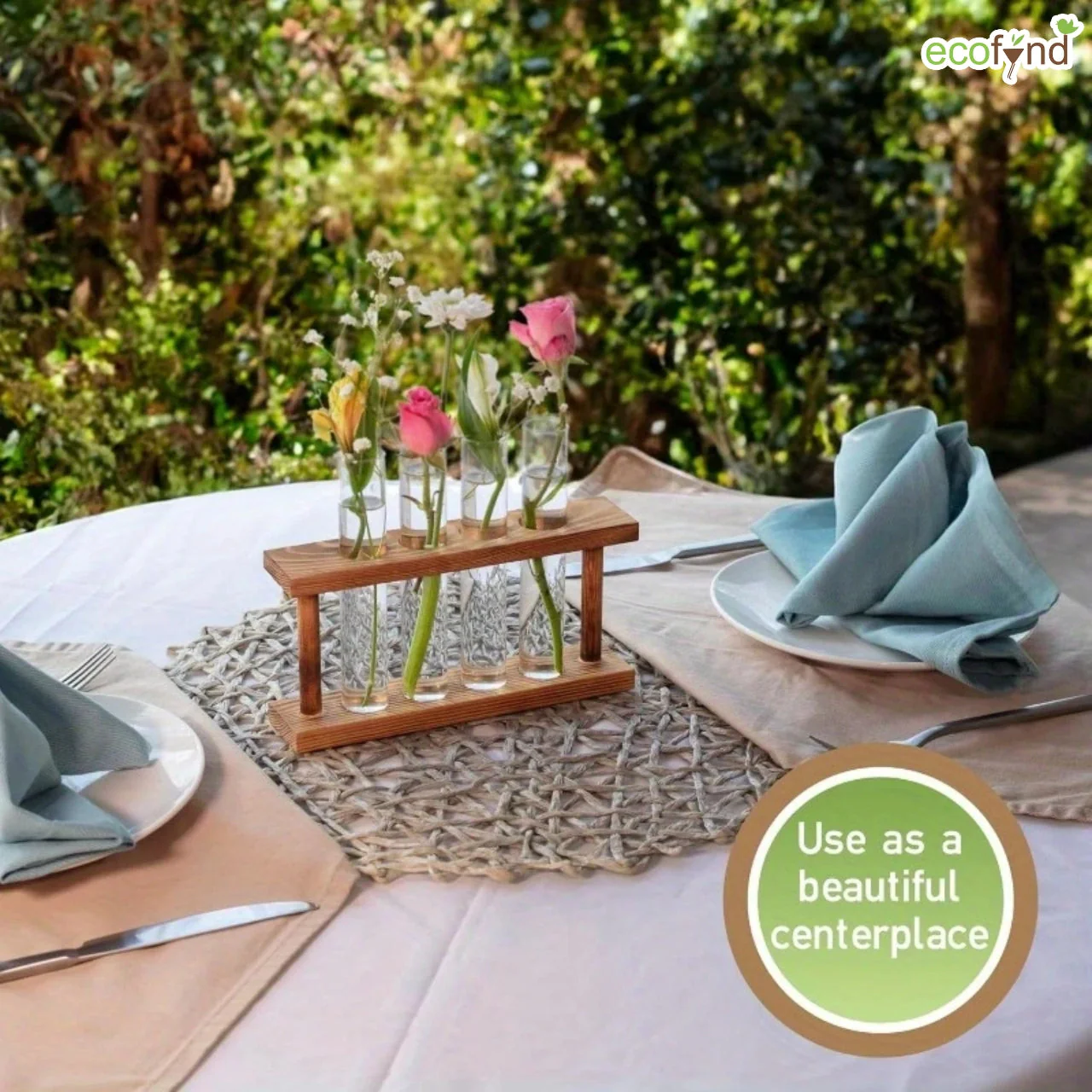 4 Test Tube Planter with Wooden Holder – Minimal Hydroponic Desk Décor - Image 4