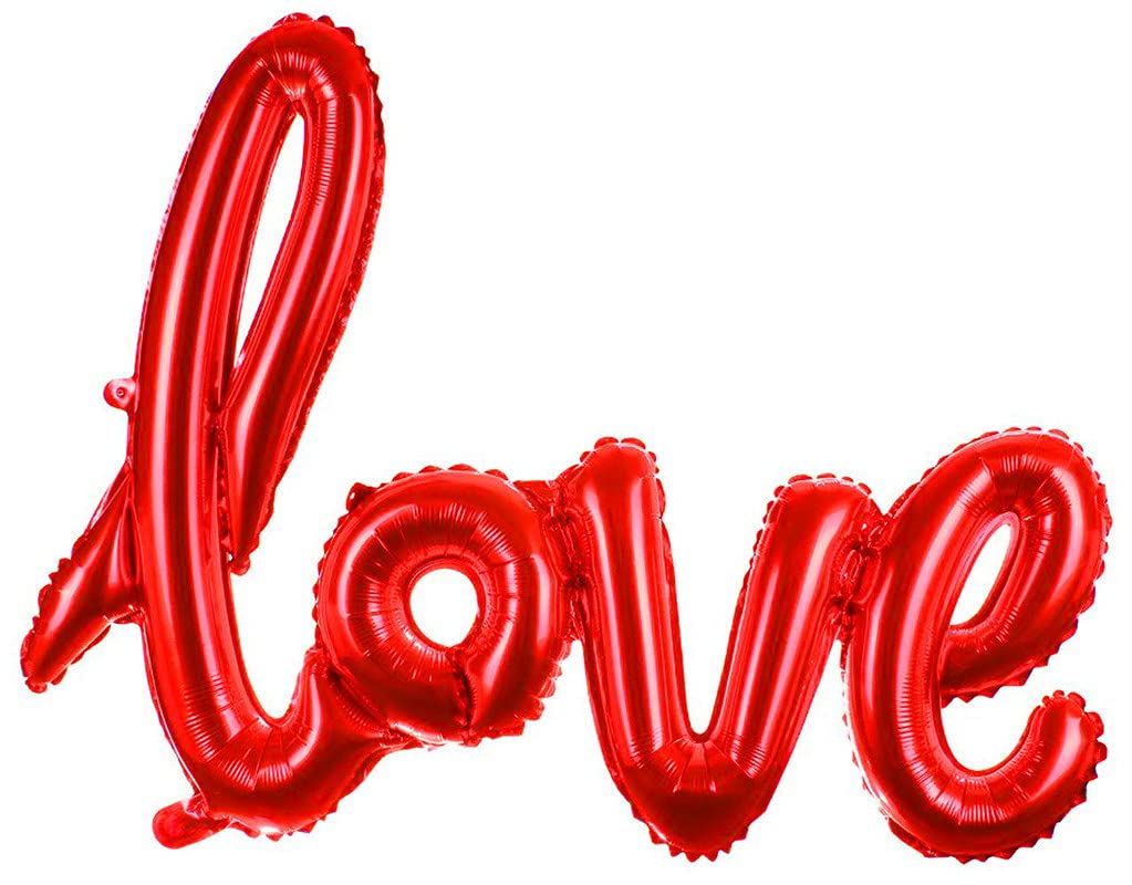 40 Inch Love Alphabets Cursive Letters Red Color Foil Balloon
