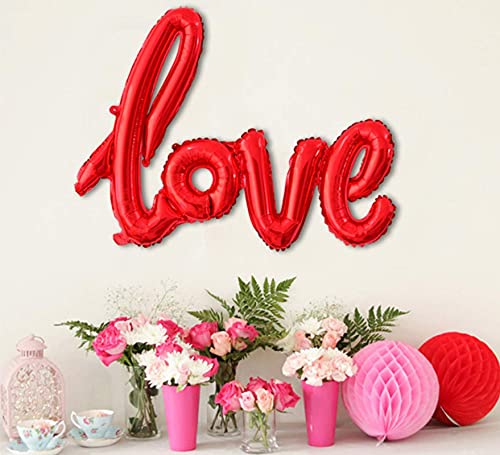 40 Inch Love Alphabets Cursive Letters Red Color Foil Balloon - Image 5