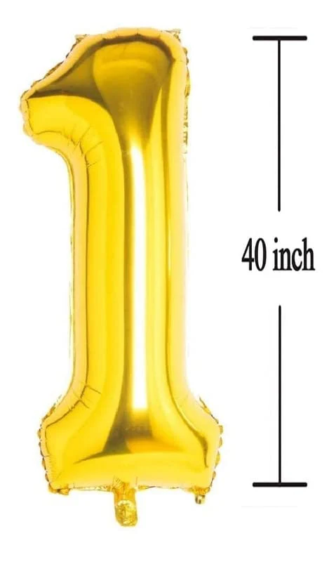 40 Inch Solid  1 Number Gold Foil Balloon - Image 2