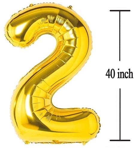 40 Inch Solid  2 Number Gold Foil Balloon - Image 2