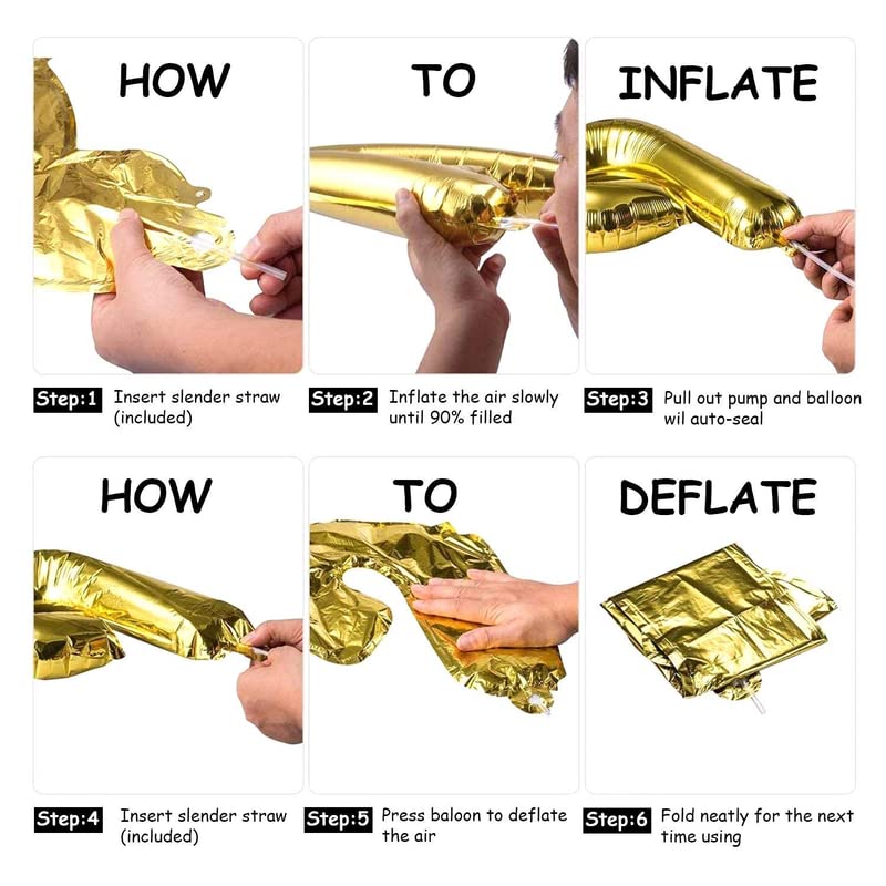 40 Inch Solid  2 Number Gold Foil Balloon - Image 4